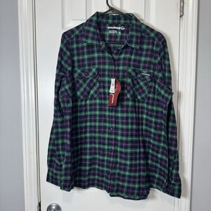 Wolverine Green/Pink Plaid Long Sleeve Fleece‎ Button Up Womens XL NWT